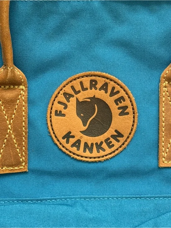 Fjallraven Kånken No. 2 | Leather Accent Blue Backpack w/ G-1000 Padding - Picture 3 of 10